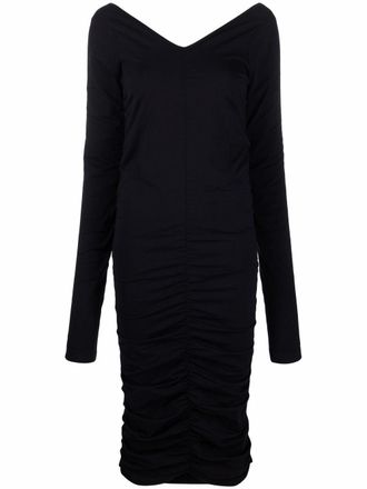 Helmut Lang Abito midi con ruches - Nero