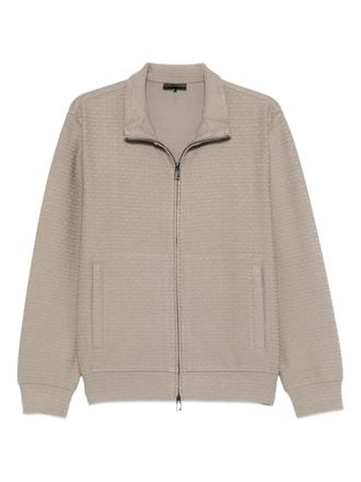 Emporio Armani zip textured sweatshirt - Grey
