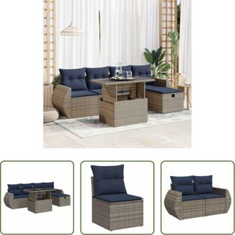 vidaXL Sedute da esterno - Set Divano Giardino 6 pz con Cuscini Grigio Polyrattan Acacia