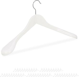 Relaxdays Pack De 50 Perchas Traje Anchas, Para Chaquetas, Abrigos O Vestidos, Madera, 45 Cm De Ancho, Blanco