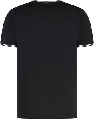 HUGO BOSS Mens Stretch Cotton T-Shirt With Ribbed Edges Black Elastane T-Shirts And Polos