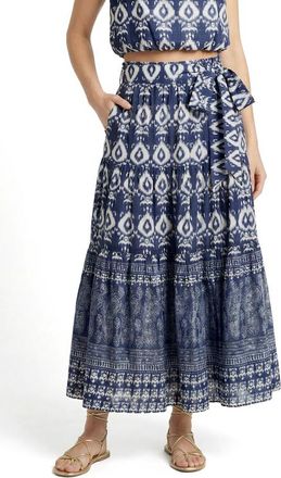 Change of Scenery Jenni Tiered Belted Smock Waist Skirt in Tivara Ikat at Nordstrom, Size X-Small