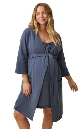 Kindred Bravely Cotton Blend Robe in Midnight Blue at Nordstrom, Size X-Large