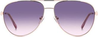 Kurt Geiger 65mm Oversize Gradient Pilot Sunglasses in Gold Copper/plum at Nordstrom