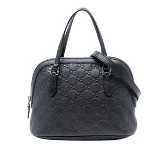 Gucci Pre-owned Handbags, female, Black, Size: ONE SIZE Pre-owned Embossed Leather Satchel