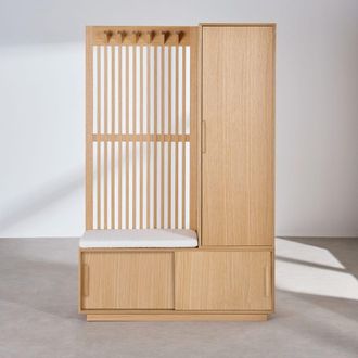 Maisons du monde Vestidor modular de 3 puertas crudo y blanco 122 cm