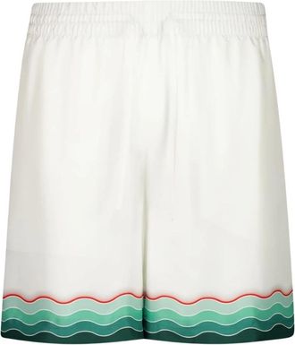 Casablanca Montagne Ondul&eacute;e Zijden Shorts - Heren - Korte Broeken - Wit - S - Korte Broeken