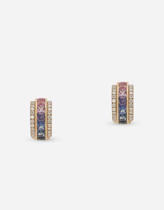 Dolce & Gabbana Rainbow Earrings In Yellow Gold 18kt With Multicolor Sapphires And Diamonds - Man Earrings Gold Gold Onesize