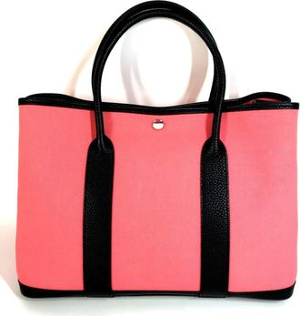 Herm&egrave;s Bicolor Black Pink Toile Officier Handbag Shoulder Bag Tote Bag (Pre-Owned)