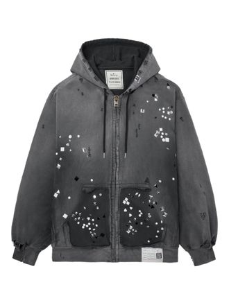 Miharayasuhiro Gerafelde verfraaide top met capuchon - Zwart