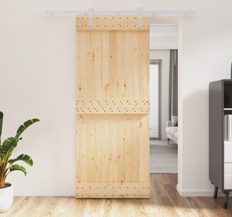 vidaXL Vidaxl - Puerta Corredera Con Herrajes Madera Maciza De Pino 85x210 Cm