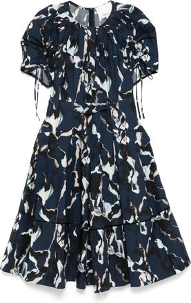 3.1 Phillip Lim abstract-print gathered-sleeves dress - Blue