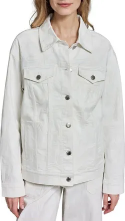 Karl Lagerfeld Bow Denim Jacket in White Denim at Nordstrom, Size X-Large