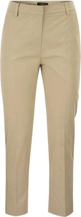 Max Mara Slim Fit Broeken - Dames - Slim Fit Broeken - Beige - L - Katoen - Broeken