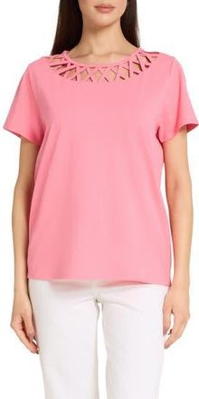 Caribbean Joe Lattice Neckline Top in Pink at Nordstrom Rack, Size X-Large