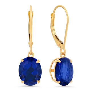 MAX + STONE 14K Yellow Gold 8X10mm Oval Gemstone Dangle Earrings