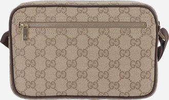 Gucci Unisex Mini Gg Shoulder Bag Beige Cotton