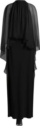Alberta Ferretti Enver Satin Gown met Chiffon Cape - Dames - Jurken - Zwart - Maat: L Chiffon