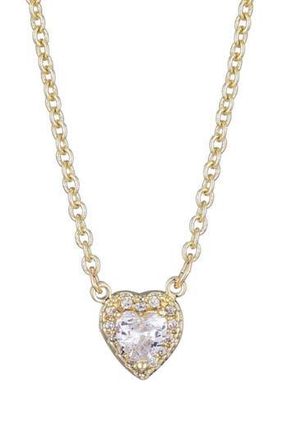 Adornia Cubic Zirconia Halo Heart Pendant Necklace in Gold at Nordstrom Rack