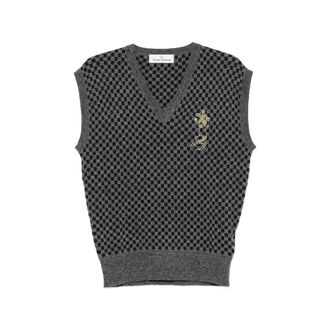 Vivienne Westwood Checkerboard-knit Orb-embroidered Sleeveless Sweater