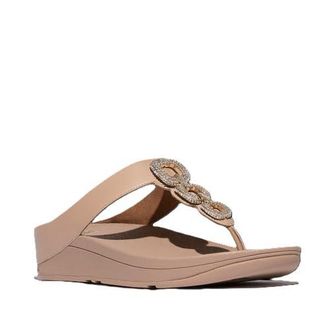 FitFlop Fino Crystal Chain Toe Post Sandals in Classic Beige at Nordstrom, Size 7.5