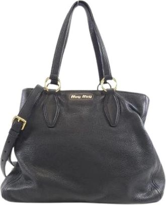 Miu Miu Pre-owned Handbags, female, Black, Size: ONE SIZE Pre-owned Leather Shoulder Bag