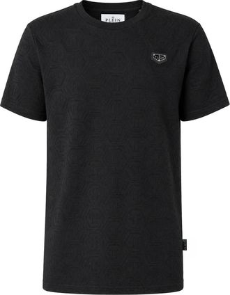 Philipp Plein T-shirt Ronde Hals Ss Monogram - Heren - T-shirts - Zwart - M - Katoen - Tops