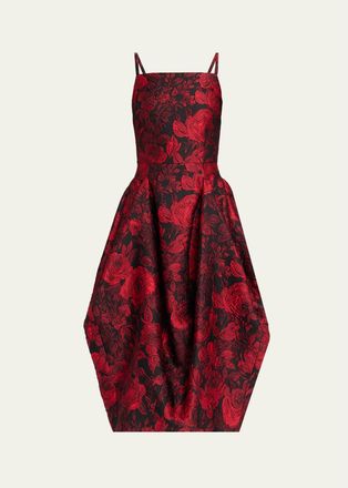 Michael Kors Rose Jacquard Balloon Midi Dress