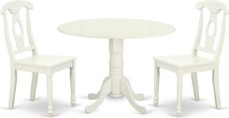 East West Furniture Dining Room Set Linen White, DLKE3-LWH-W