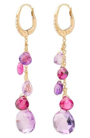 Marco Bicego Paradise Pink Tourmaline & Amethyst Drop Earrings in 18K Yellow Gold at Nordstrom