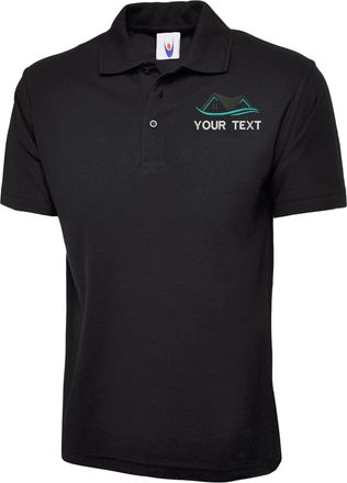 Generic Personalised Polo Builders Logo Any Name Custom Text Polo Left Chest Text (Black, L, l)