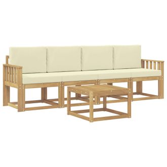 vidaXL Conjunto De Sof&aacute;s De Exterior Con Coj&iacute;n 5 Pcs Blanco Y Crema Vidaxl