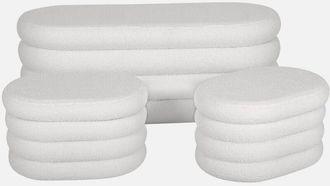 Sweeek Banco cofre de almacenamiento borreguito con 2 puffs