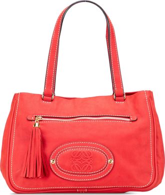 Loewe Pre-owned Womens Red Leather Tassel Handbag - Orange - One Size