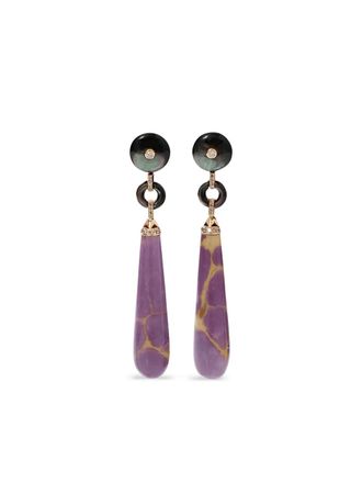 Wendy Yue 18k rose gold drop multi-stone earrings - women - 18kt Rose Gold/Diamond/Mother of Pearl - One Size - Pink