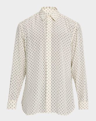 Tom Ford Mens Crepe de Chine Silk Paisley Dress Shirt
