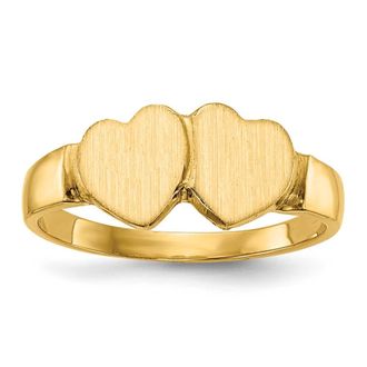 Diamond2Deal 14k Yellow Gold Closed Back Heart Signet Ring