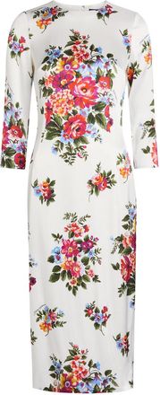 Dolce & Gabbana Floral-print Satin Midi Dress - White - 42 (UK10 / S)