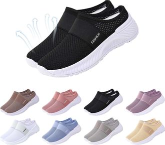 Generic Backless Trainers Womens UK Air Cushion Slip On Walking Shoes Arch Support Orthopedic Diabetic Slippers Ladies Summer Cloud-Soft Outdoor Clogs Casual 
