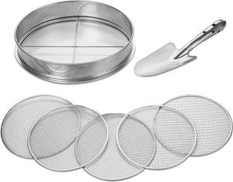 OEM Tamiz De Jard&iacute;n Redondo De 30 Cm Con 5 Insertos De Tamiz Intercambiables - Tamiz De Compost De Acero Inoxidable Para Tierra, Compost Y Semillas - Pala