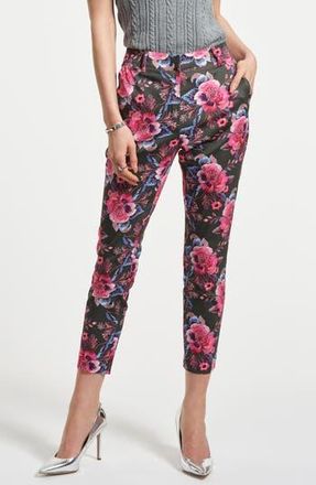 Isaac Mizrahi New York Slim Fit Sateen Ankle Pants in Trompe Loeil Floral at Nordstrom Rack, Size 14