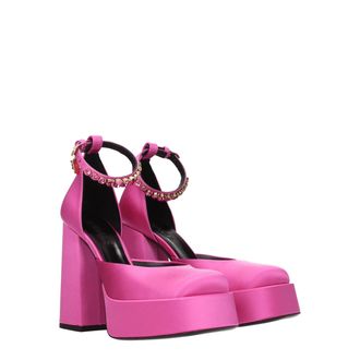 Versace Womens Pink Satin Platform Pumps