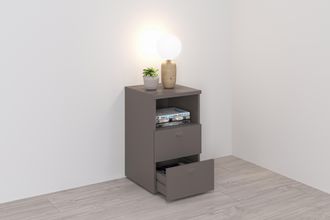 FMD Nachtkonsole »Suva« Nachttisch m. 2 Schubkästen und offenem Fach, 60 cm hoch, 35 cm breit