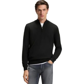 HUGO BOSS Truien & Vesten, Heren, Zwart, L, Wol, Ebenji Zip-neck Sweater