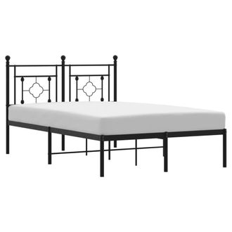 Berkfield Home Metal Bed Frame without Mattress with Headboard Black 120x190cm | Size: 120x190 cm