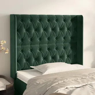 vidaXL Cabecero Con Orejas De Terciopelo Verde Oscuro 103x16x118/128cm Vidaxl