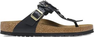 Birkenstock Gizeh Flowers sandalen met neusdetail - Zwart
