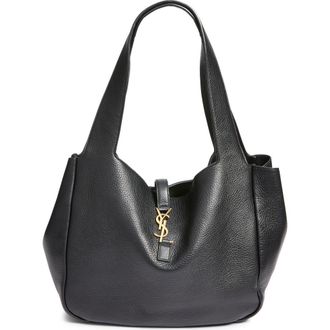 Saint Laurent Le 5 &Agrave; 7 Bea Leather Tote in 1000 Noir at Nordstrom