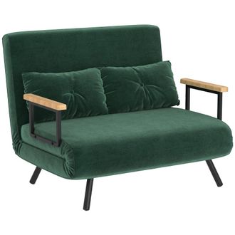 HOMCOM Sof&aacute; cama doble 102x73x81 cm verde