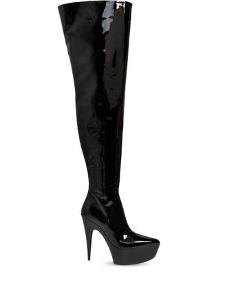 Balenciaga patent-leather over-the-knee boots - women - Calf Leather/Calf Leather/Calf Leather - 37 - Black